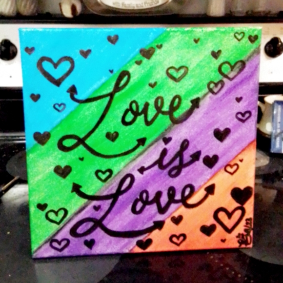 Canvas Painting 12in x 12in "Love is Love" Homemade Hand Painted By Yours Truly - Picture 3 of 3